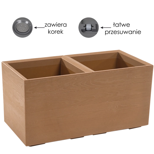 Karo Eco Wood Planter 80 × 40 × 40 cm, natural wood