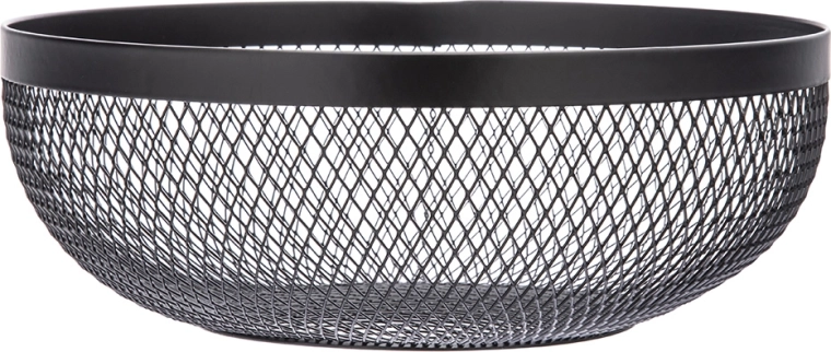 Black round metal fruit basket 26 cm