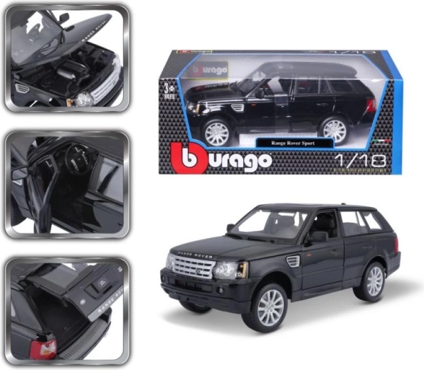 Metalinis modelis BBURAGO RANGE ROVER SPORT 1:18, juodas