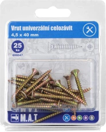 Universal full-thread screws 4.5 × 40 mm, galvanized (25 pcs)