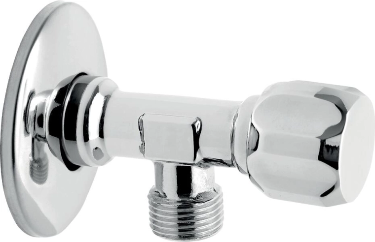 Kampinis sraigtinis ventilis su dangteliu 1/2" x 3/8"