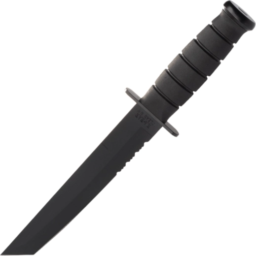 Taktinis peilis KA-BAR Black Tanto, dalinai dantyta geležtė, Kraton, dėklas