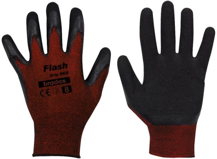 Flash Grip Latex Work Gloves, Size 8