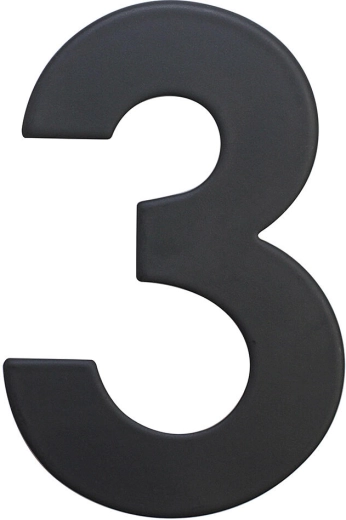 House number 3, 75 mm, stainless steel, matte black