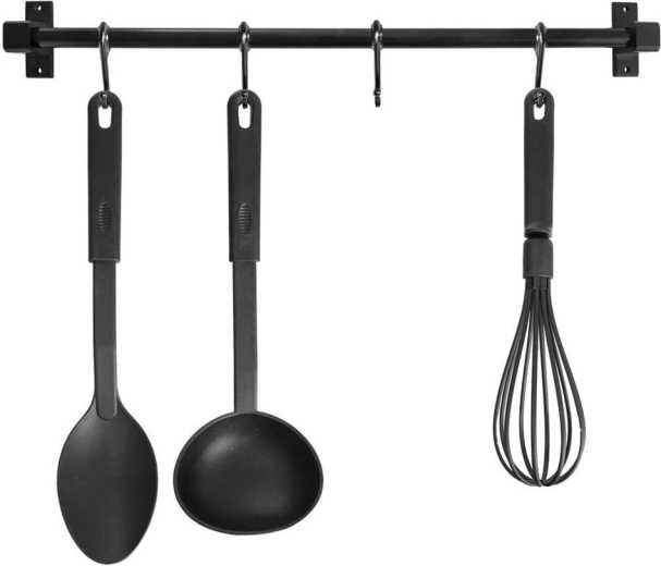 Virtuvinis sieninis laikiklis (relingas) RADKA 50,5 cm – juodas metalas