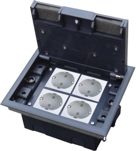 Floor box 4M 45×45 mm with adjustable depth for raised floors