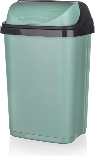 Sliding trash bin 25 L plastic green