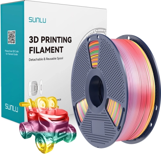 Sunlu PLA+ silk filamento vaivorykštinis 01 1,75 mm 1 kg