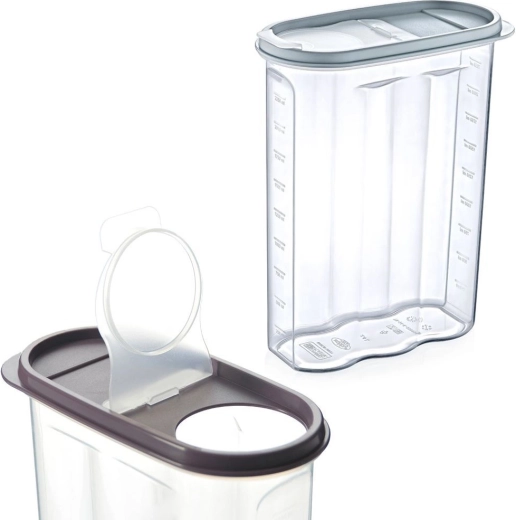 Plastikinė sausų produktų dėžutė su dozatoriumi ir matuokle, 2,4 l