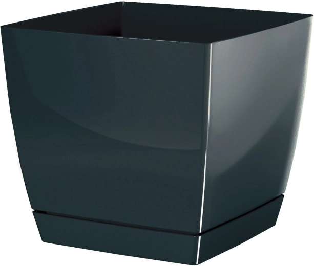 Coubi Square Flower Pot with Saucer 13.5 cm – graphite