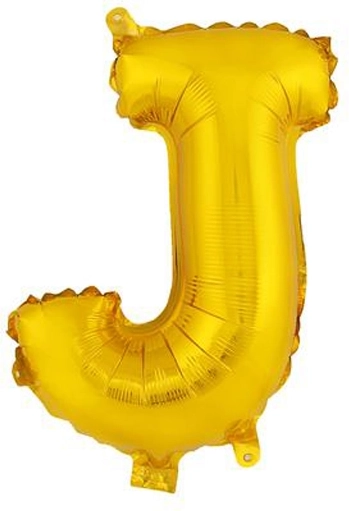 Folinis balionas raidė J 30 cm, auksinis