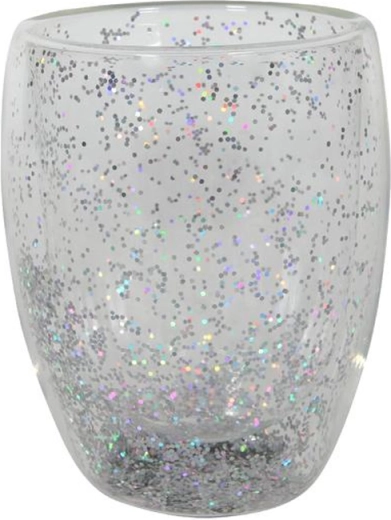 Double-Walled Glass 350 ml with Silver Confetti