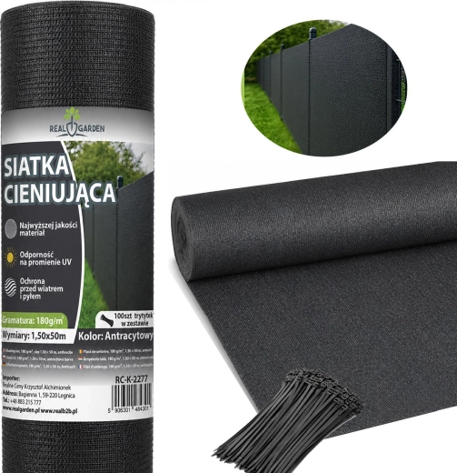 Tamsinimo ir maskavimo tinklas 1,5 × 50 m, 95 % 180 g/m² + 100 užveržiamųjų juostelių