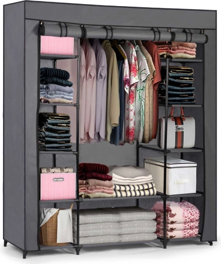 Large Textile Wardrobe Massido – graphite