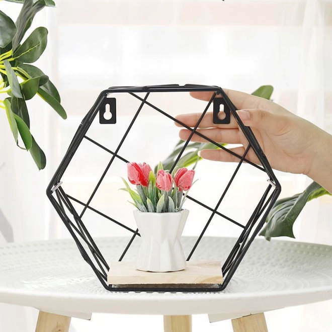 Hexagonal decorative shelf, LOFT style - Black II