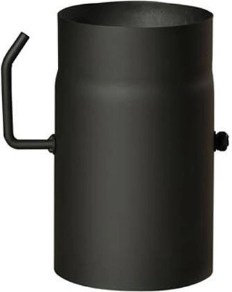 Flue pipe with damper 120 mm, length 250 mm, steel 1.5 mm, black