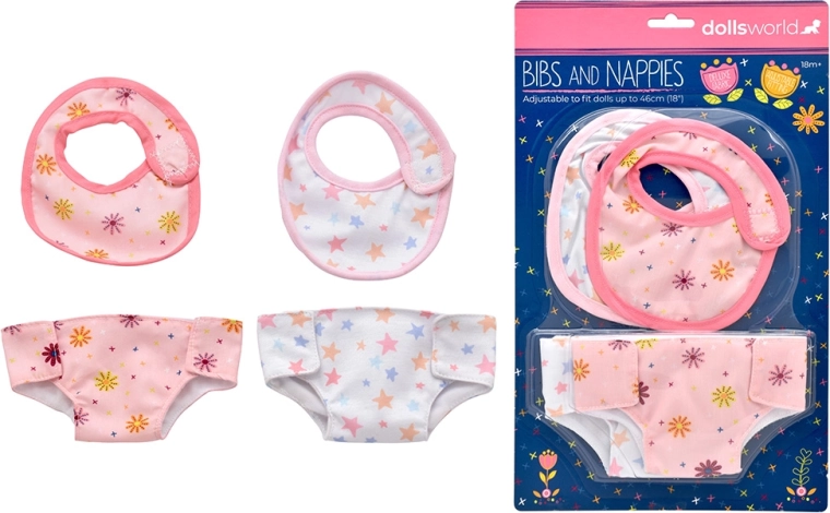 Dolls World seilinukai ir sauskelnės lėlėms 46 cm