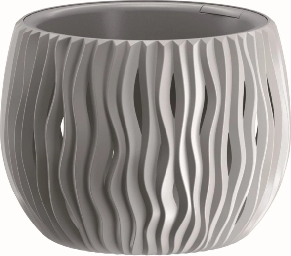 Gėlių vazonas Sandy Bowl su įdėklu 18 cm – pilkas akmuo