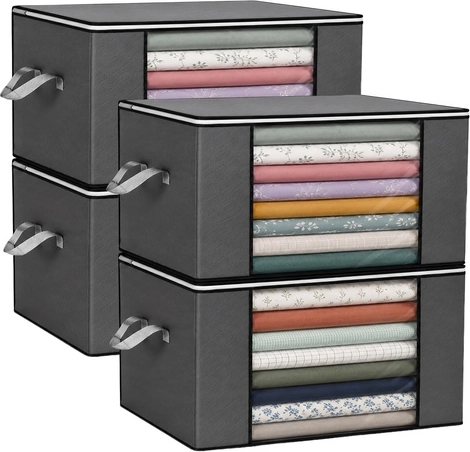 Ruhhy bed linen and clothing storage covers 60 × 40 × 35 cm, set of 4 pcs (84 l)