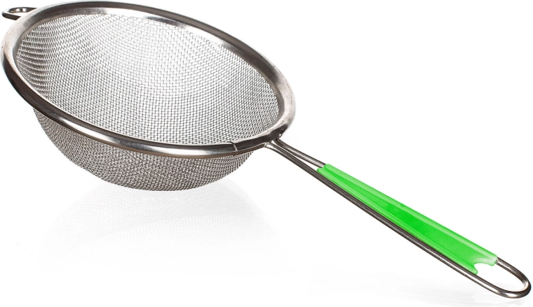 Strainer 10 cm CULINARIA, metal with green plastic handle