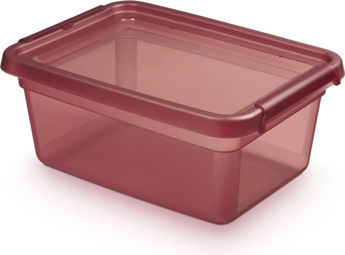 BASESTORE storage plastic box with lid and clips 12.5 l rhubarb