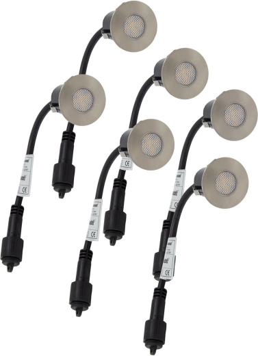 Įleidžiamas LED šviestuvas medienai 4,5 cm, 0,2 W, IP67, rinkinys 6 vnt.