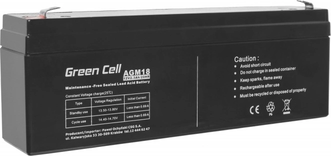 Nereikalaujanti priežiūros AGM baterija 12 V 2,3 Ah GREENCELL