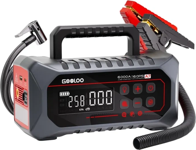 GOOLOO A7 užvedimo įrenginys su kompresoriumi ir powerbanku
