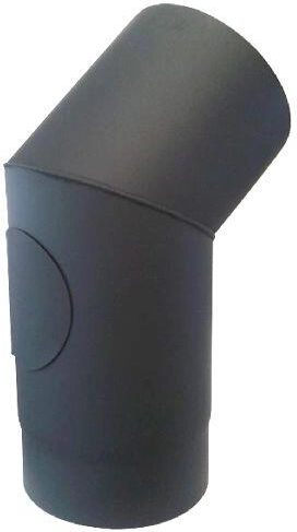 Smoke elbow with cleaning opening 120 mm, 45°, steel 1.5 mm, black