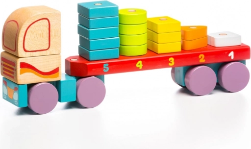 Medinė dėlionė CUBIKA Sunkvežimis su geometrinėmis formomis