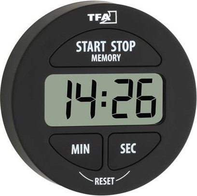 Digital kitchen timer with stopwatch, black