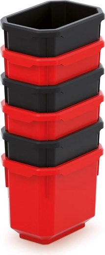 6 plastikinių įrankių dėžučių rinkinys TITAN BOX 110 × 75 × 263 mm – juoda/raudona