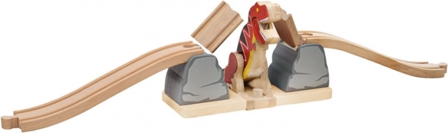 Medinis tiltas su T. rex’u BIGJIGS RAIL traukinių trasai
