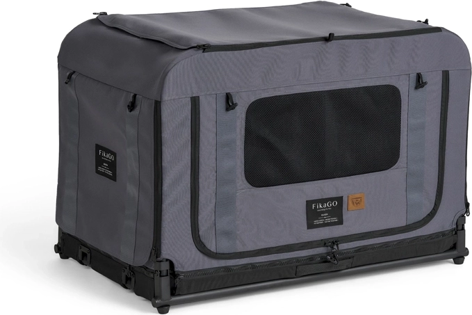 FIKAGO foldable kennel carrier Queen M gray