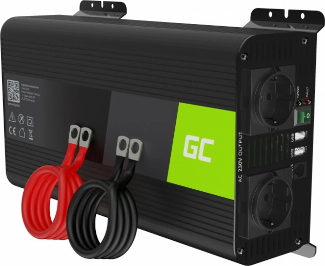 Green Cell voltage inverter 12 V to 230 V, pure sine wave 1000 W / 2000 W with USB