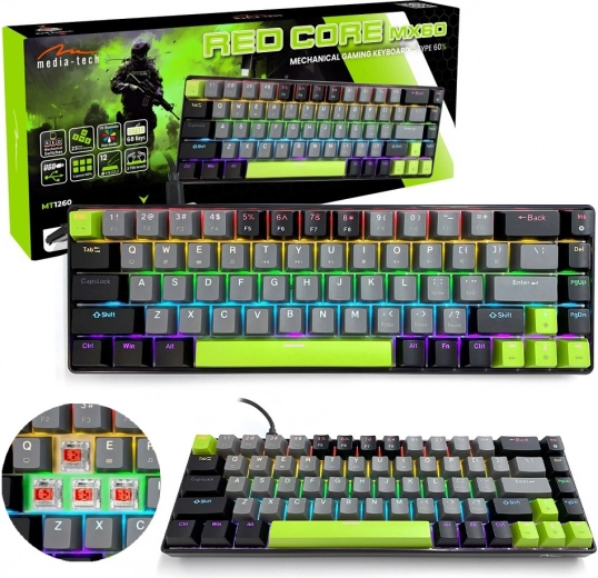Mechanical Gaming Keyboard 60% MEDIA-TECH RED CORE MX60