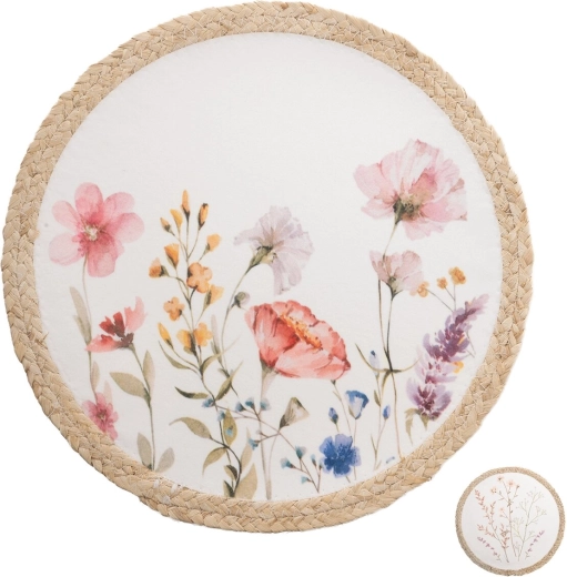 Apvalus stalo padėkliukas su aguonų gėlių motyvu 38 cm