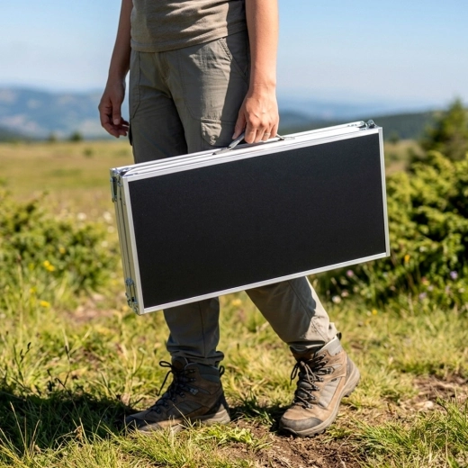 Folds into a suitcase – easy to carry