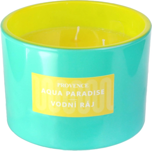 Scented candle in glass turquoise yellow 292 g
