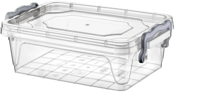 Plastic container Multi Box 1.2 l with lid and clips