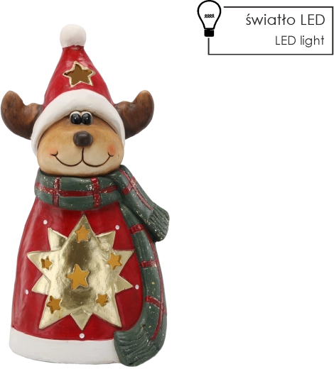 Christmas figurine – reindeer with star LEDs 40 cm