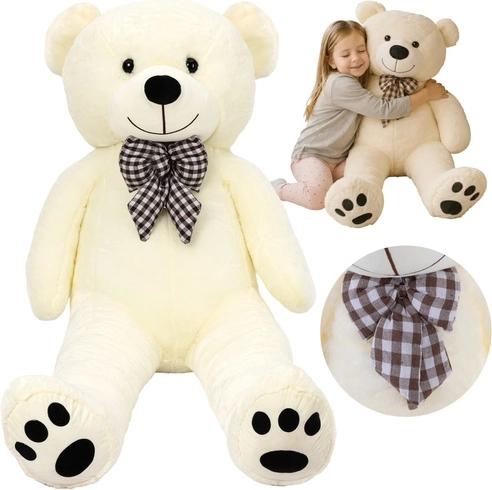 Kruzzel XL plush teddy bear 146 cm ecru with bow