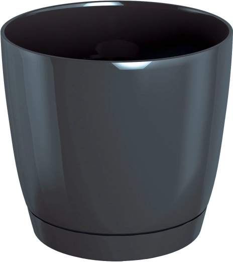 Gėlių vazonas Coubi Round su padėkliuku 24 cm, grafito spalvos