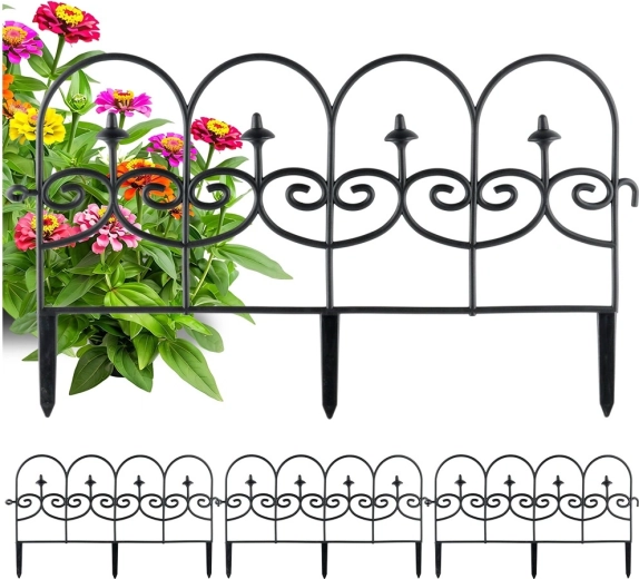 Garden edging fence black 59.5 × 24 cm, set of 4