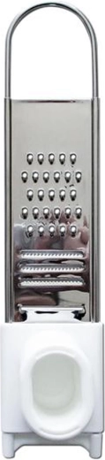Mini grater with white stainless steel and plastic handle
