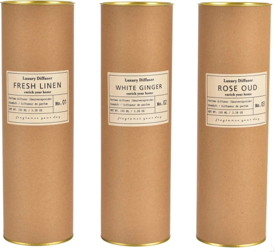 Aromato difuzorius su lazdelėmis kraftinėje tūbelėje 100 ml (3 variantų miksas)