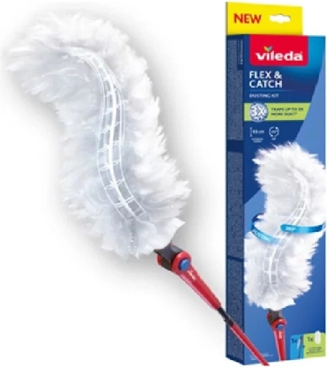 Šluostė su ilga rankena ir VILEDA Flex & Catch antgaliu