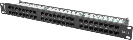 Patch panel 48 ports 1U cat.6 black