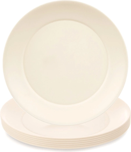 Plastikinės negilios lėkštės SANDY 23,5 cm, 6 vnt., kreminės