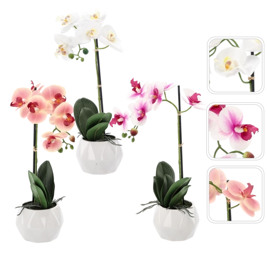 Dirbtinė orchidėja, 3 spalvų miksas, 42 cm